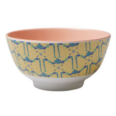 Yellow with Blue Flower Garland Melamine Bowl Rice DK